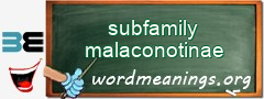 WordMeaning blackboard for subfamily malaconotinae